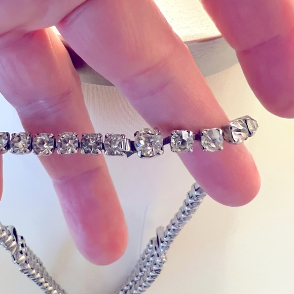 SALE!  3-Row Vintage Cubic Zirconia Choker set in stainless steel - Picture 3 of 5